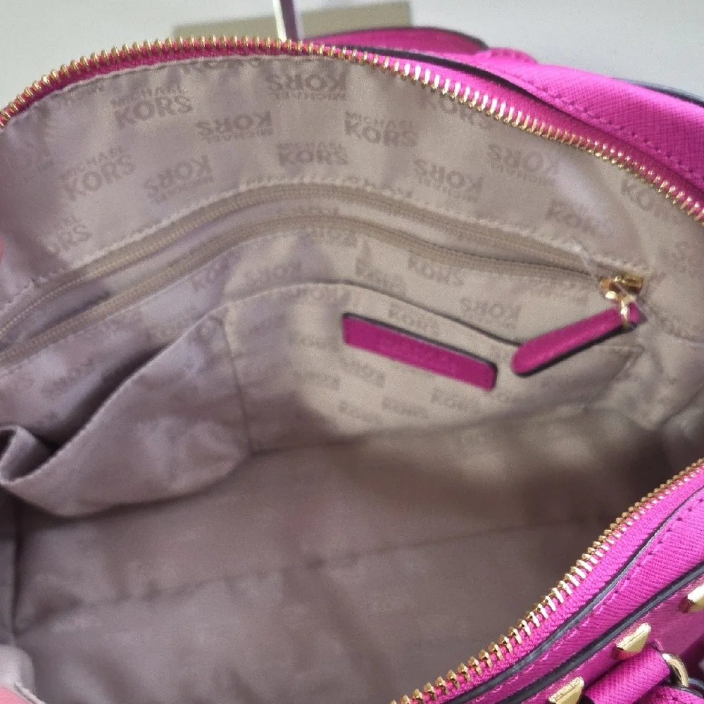 Michael Kors Hot Pink Studded Satchel - Picture 3 of 10
